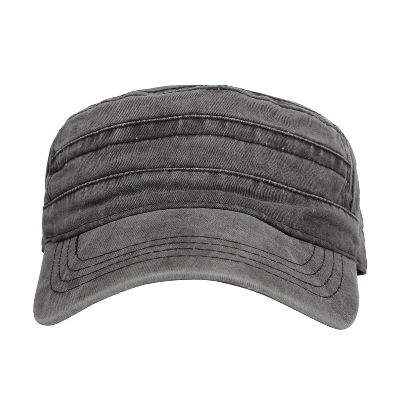 WITHMOONS Cadet Caps Vintage Washed Cotton Army Hat for Unisex KZ40037 (Grey) - Image 2